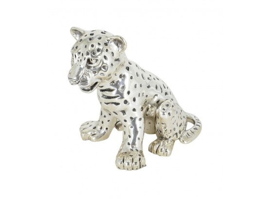 D'Argenta Sitting Silver Leopard Cub Statue - $1720 Cost