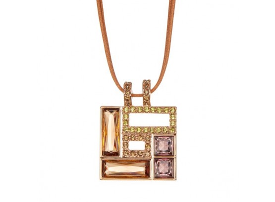 Swarovski Crystal Ilori Rose Gold Tone Pendant Necklace - New In Box
