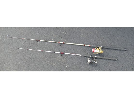 2 Different Salt Water Rods & Reels - Pinnacle Tri-Power Big Water And Shakespeare Alpha Big Water