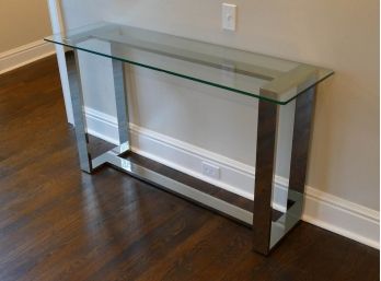 Stainless Steel Console Table With Glass Top