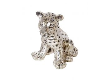 D'Argenta Sitting Silver Leopard Cub Statue - $1720 Cost