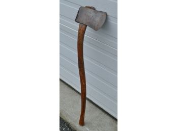 Antique Long Handled Axe With Dramatically Curved Handle