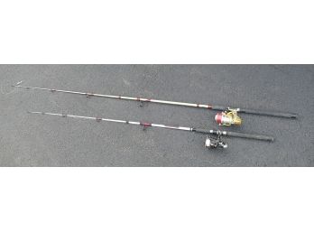 2 Different Salt Water Rods & Reels - Pinnacle Tri-Power Big Water And Shakespeare Alpha Big Water