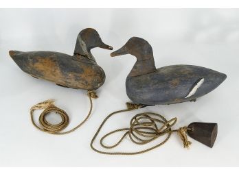 Pair Of Vintage Wooden Duck Decoys