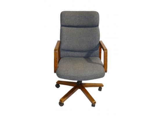 Upholstered Office Chair - Wood Base And Armrests