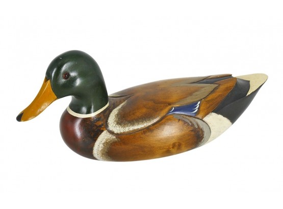 The Wooden Bird Factory Carved Wood Duck Decoy -Mallard Drake - Signed L. Schwarzkopf '81'