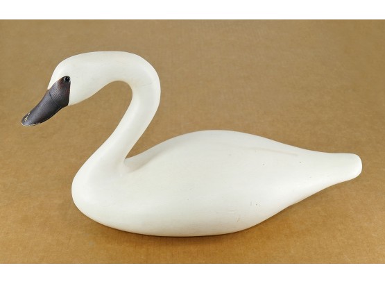 Carved Painted Wood Swan