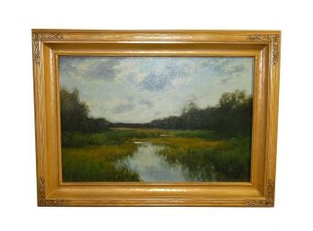 Dennis Sheehan (American, B. 1950) Painting 'Across The Marsh' - Oil On Canvas