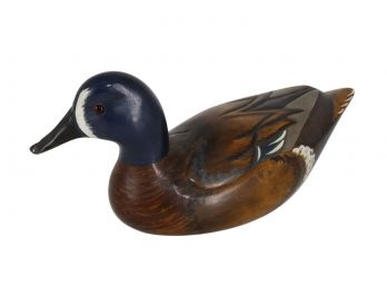 Colorful Carved Wood Duck Decoy - Blue Winged Teal Drake - Signed S. Paul '81