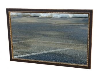 Large Vintage Mirror In A Distressed Wood Frame With Rope Pattern Interior Edge