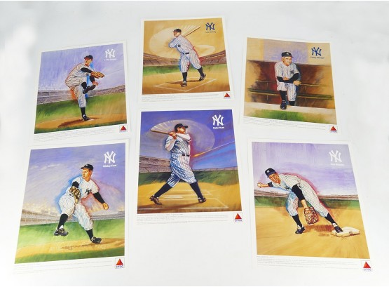 Vintage 1990 Set Of 6 Citgo NY Yankees Prints