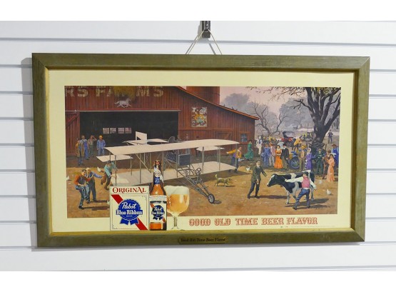 1950's Pabst Blue Ribbon Framed Advertising Sign - The Wright Brothers