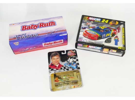 3 Different Unused NASCAR Toys - Includes Limited Edition 1:24 Baby Ruth Die Cast Stock Car