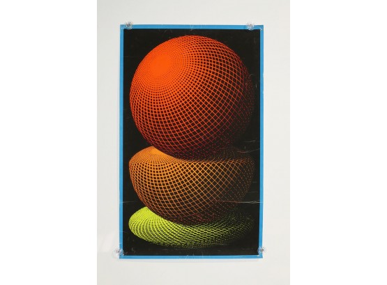 Vintage 1968 J. Casey Black Light Poster - Spheres (after M.C. Escher Engraving)