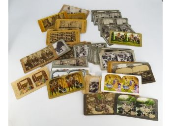 Lot Of Stereo View Cards - B&W And Color - For Stereoscope