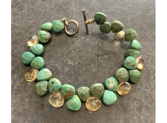 Sterling Silver, Turquoise And Citrine Bracelet (Cost $275)