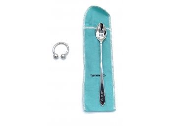 Tiffany Sterling Silver Horseshoe Keyring (Retail $200) And Tiffany Sterling Silver  Baby Spoon (Cost $175)
