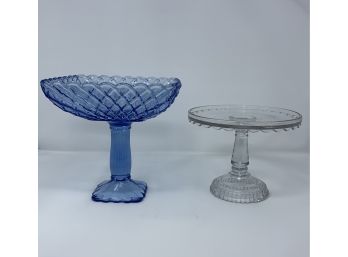 Glass Compote And Glass Dessert Plate