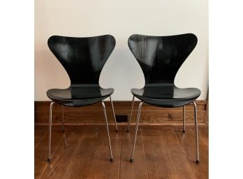 Pair Of Fritz Hansen Danish Modern Series 7 Chairs (Cost $1,300 For Both, Repainted Black)