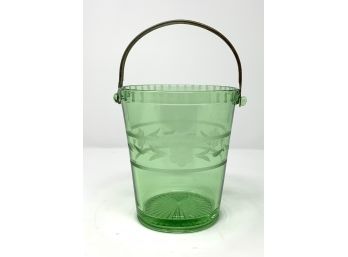 Vintage Green Glass Ice Bucket