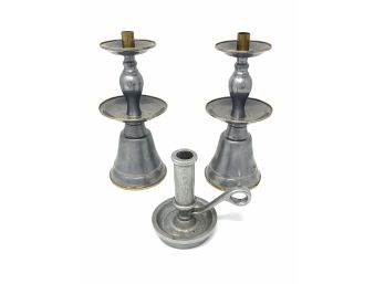 Collection Of Pewter Candlesticks - Neiman Marcus And Carson