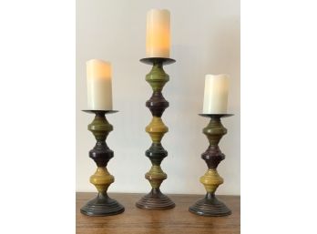 Colorful Metal Candleholders With Electric Candles