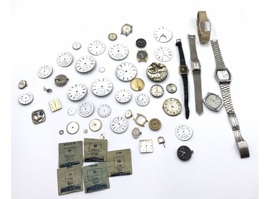 Collection Of Vintage Watch Faces And Parts
