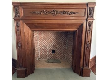 Beautiful Carved Wood Fireplace Mantle