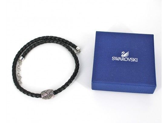 Swarovski Crystal Braided Cord Slider Necklace In Box
