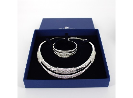 Swarovski Crystal Cypress Torque Necklace (Cost $399) & Bangle ($199) Set - Never Worn In Box