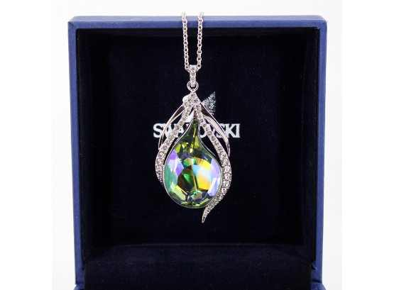Swarovski Crystal SCS 2015 Membership Peacock Pendant Necklace In Box