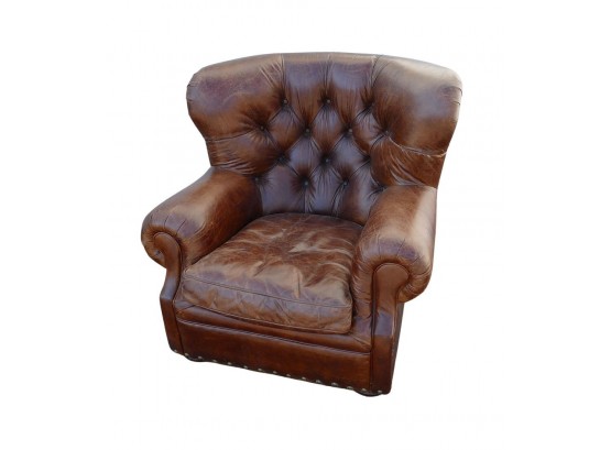 Restoration Hardware Churchill Leather Club Chair - In A Distressed Finish - Original Cost $2695