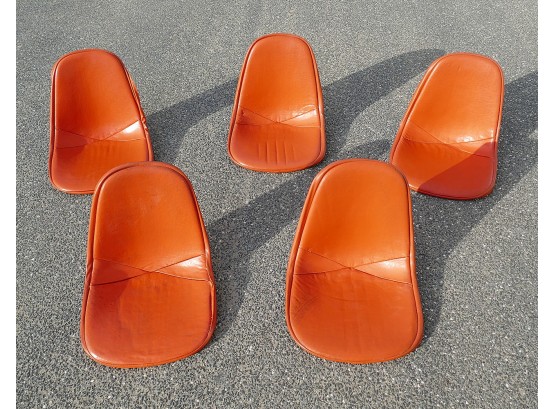 Set Of 5 Vintage Herman Miller Orange Rubber Seat Pads - Alexander Girard DSR Chair