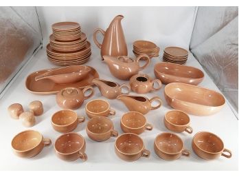 Amazing Set Of Vintage Russel Wright For Steubenville American Modern Dinner Ware - 59 Pieces - In Coral