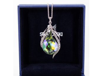 Swarovski Crystal SCS 2015 Membership Peacock Pendant Necklace In Box