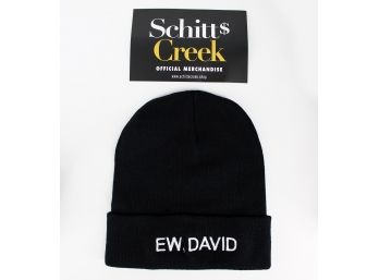 Schitts Creek 'Ew, David' Embroidered Knit Black Beanie - Brand New