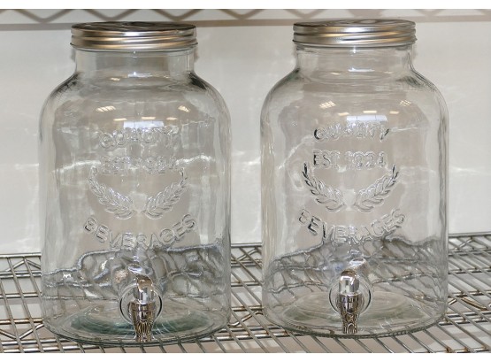 Pair Of 2-Gallon Glass Beverage Dispensers