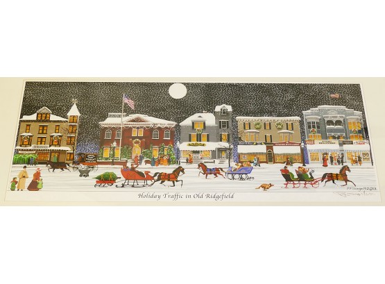 Paul F. Siegel Lithograph 'Holiday Traffic In Old Ridgefield' - Ridgefield, CT - Signed & Numbered
