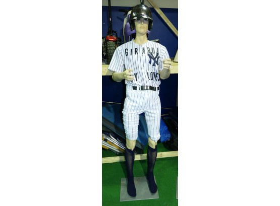 Fiberglass Fully Poseable Male Mannequin (Steve) Dressed In A Yankees Uniform