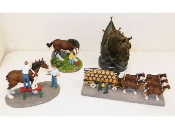 4 Different Anheuser-Busch Clydesdale Collection Porcelain Figurines