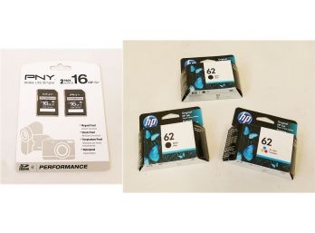 Unopened HP Printer Toners & PNC SD Cards