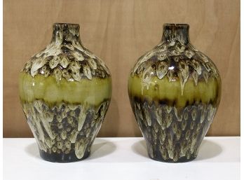 Two Large 12' Drip Glaze Vases