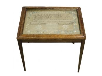 Antique 1828 Needlepoint Sampler - Framed/Customized Into A Side Table