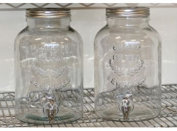 Pair Of 2-Gallon Glass Beverage Dispensers