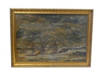 1922 Oil On Canvas Painting - Signed WL Staples - Nautical / Schooner