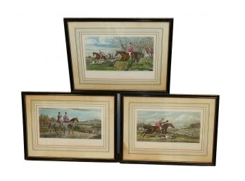 3 Different 1870 J. McQueen Aquatint Prints - Hunting Scenes