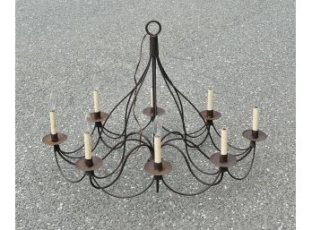 Large Vintage Wrought Iron 8-Candle Chandelier