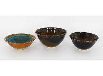 Three Different Signed Art Pottery Bowls