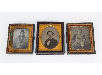 3 Antique Tintype/Ambrotype Photographs - Includes A Civil War Union Soldier