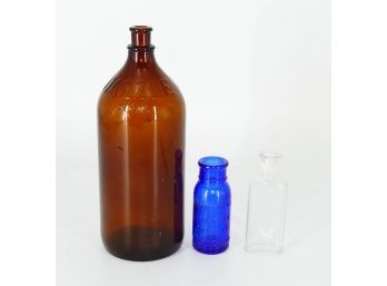 Vintage/Antique Bottle Lot (3) - Cobalt Bromo-seltzer, Dazzle Bleach